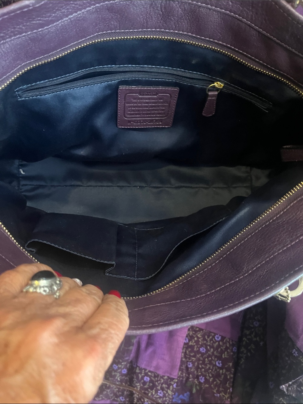 Coach Madison Leather North South Tote in Black Violet - Picture 10 of 14